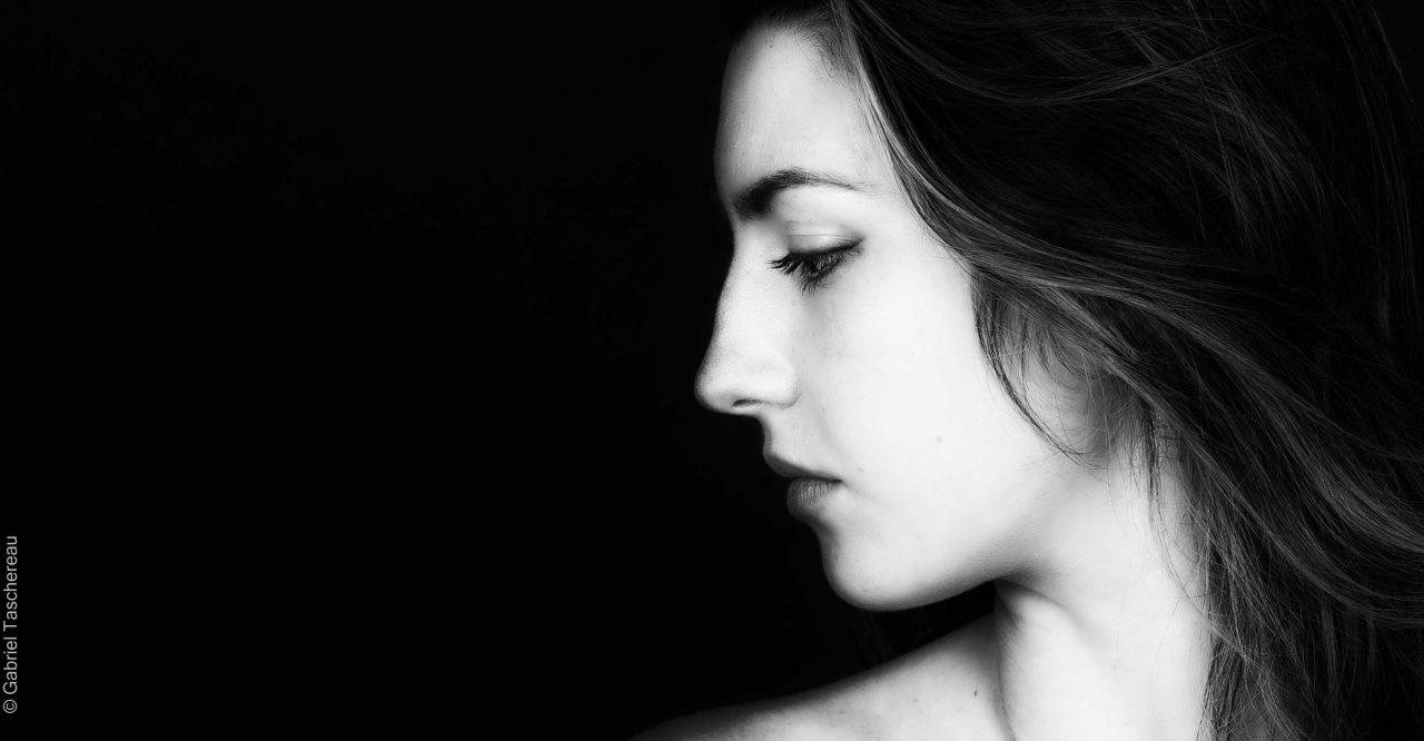 Black and white image of Gabrielle